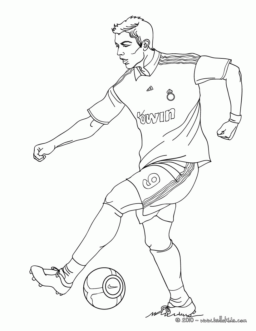 Christiano ronaldo playing soccer coloring pages - Hellokids.com