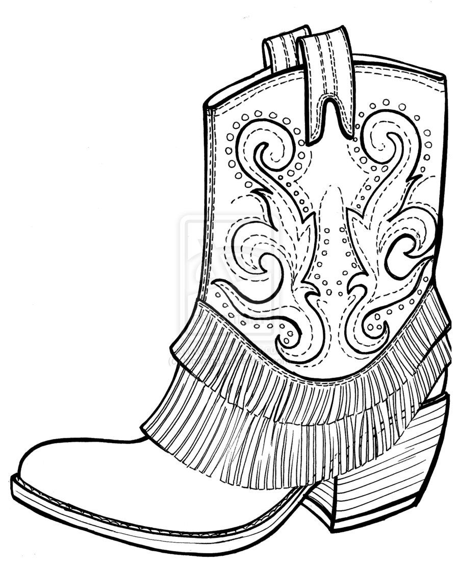 14 Pics of Black And White Cowboy Boots Coloring Pages - Cowboy ...
