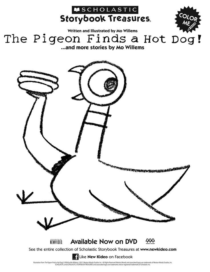 Pigeon Finds a Hot Dog! printable coloring sheet | birthday party ...