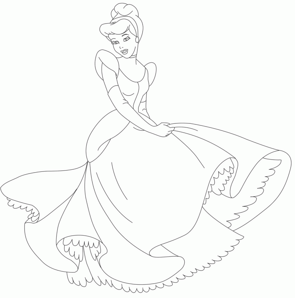 Cinderella Pink Dress Coloring Page - Coloring Pages For All Ages