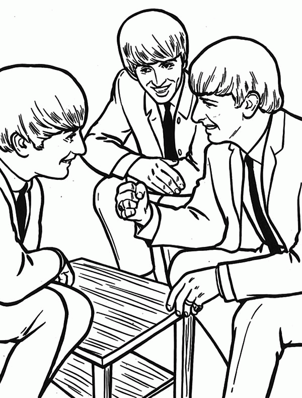 The Beatles Talking in Livingroom Coloring Page