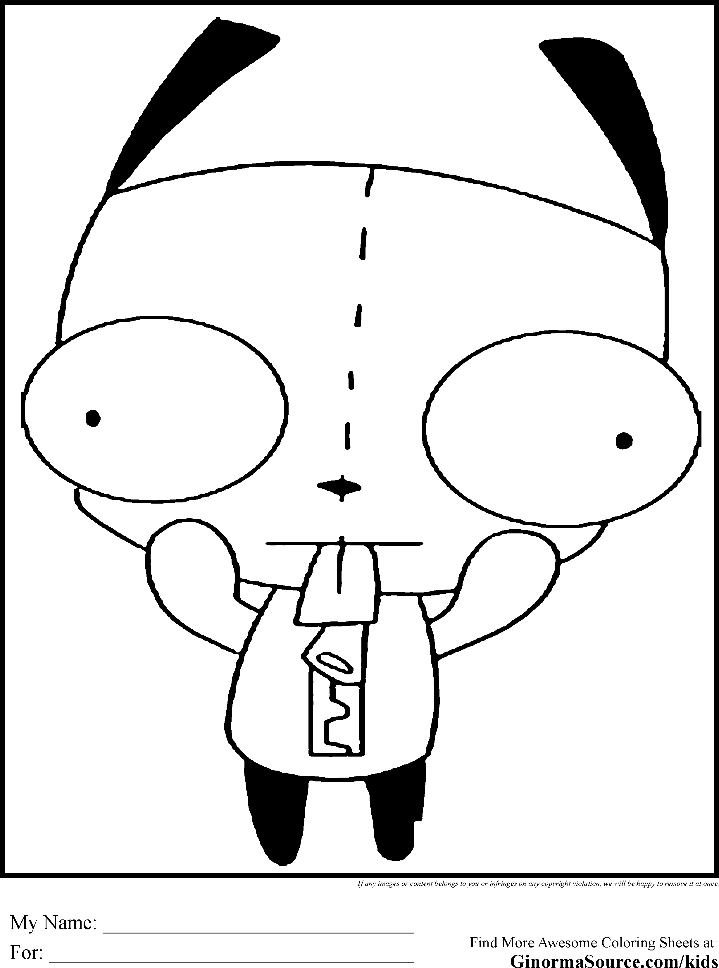 Free Printable Invader Zim Coloring Pages Great - Coloring pages