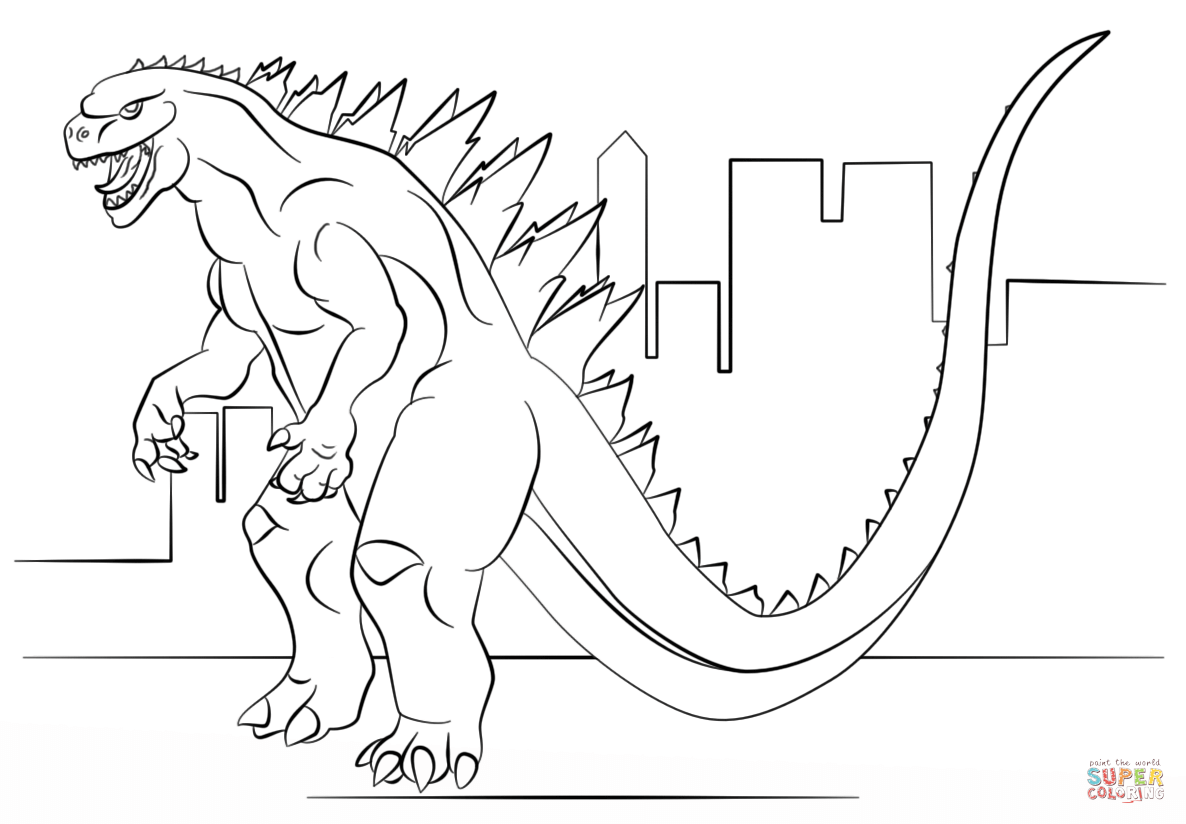 Godzilla Coloring Page Free Printable Coloring Pages Coloring Home