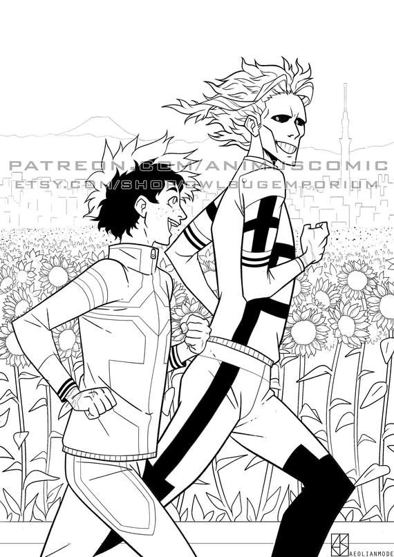 All Might and Izuku Coloring Page Print / Dadmight Deku | Etsy