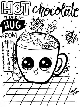 Hot Chocolate Winter Coloring Sheet by Art with Ms C | TpT