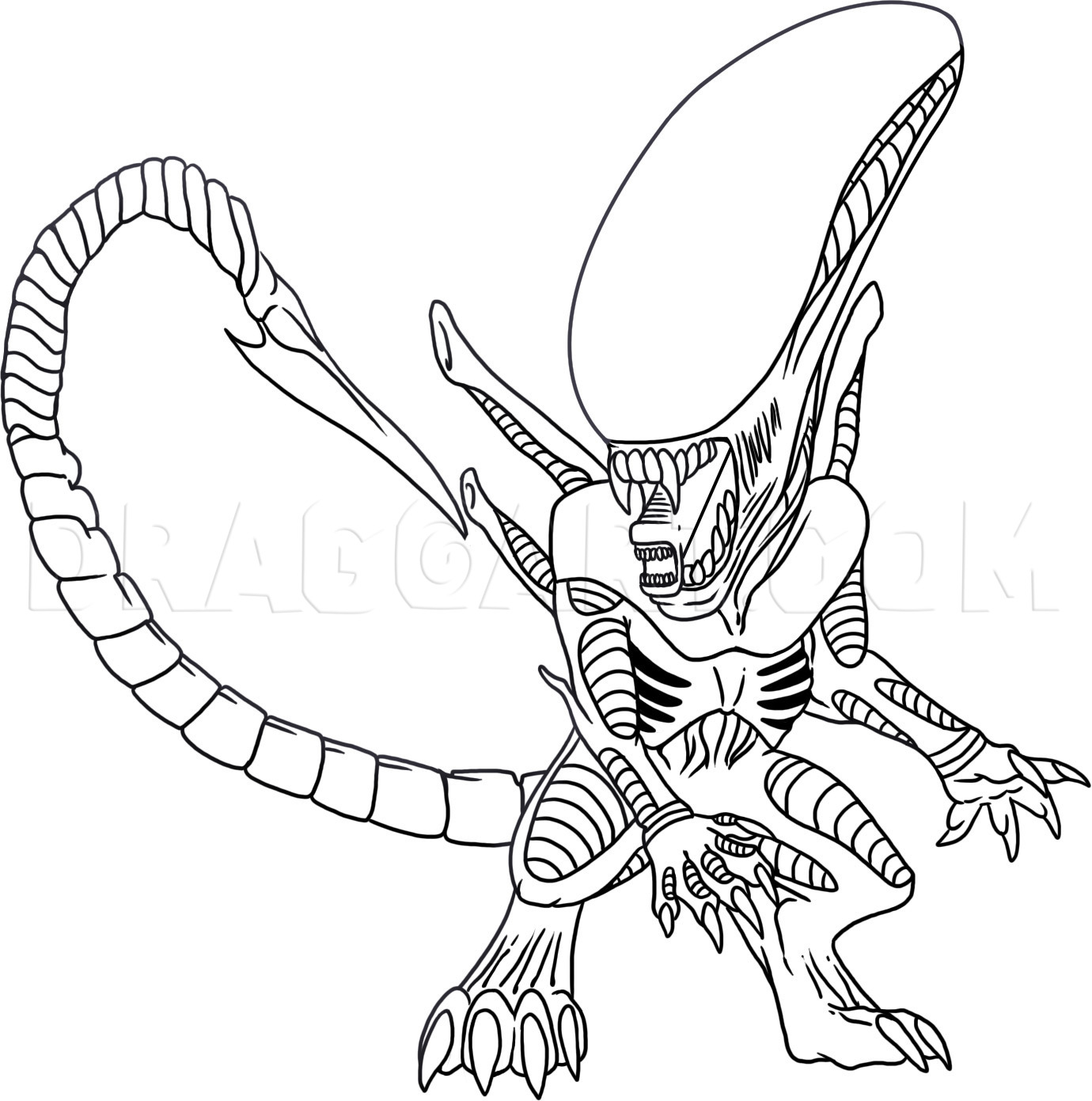 How to Draw Chibi Alien, Coloring Page, Trace Drawing