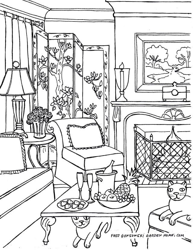House With Rooms Coloring Pages Sketch Coloring Page