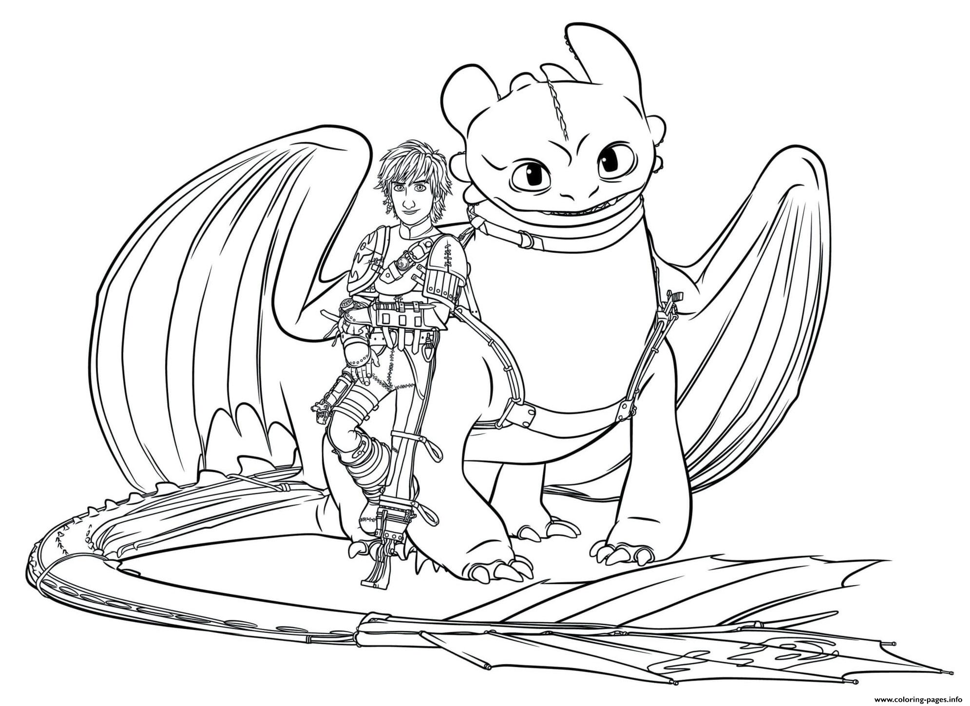 Hiccup Toothless Dragon 3 Coloring page Printable