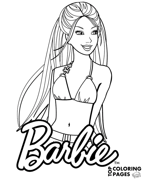 Barbie in a swimsuit printable coloring pages for girls