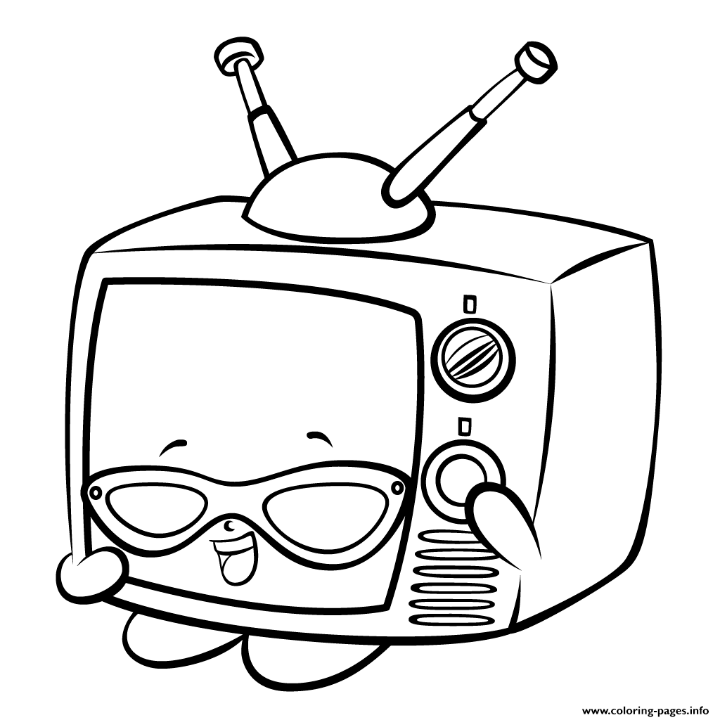 Teenie TV In Glasses Shopkins Season 3 Coloring Pages Printable