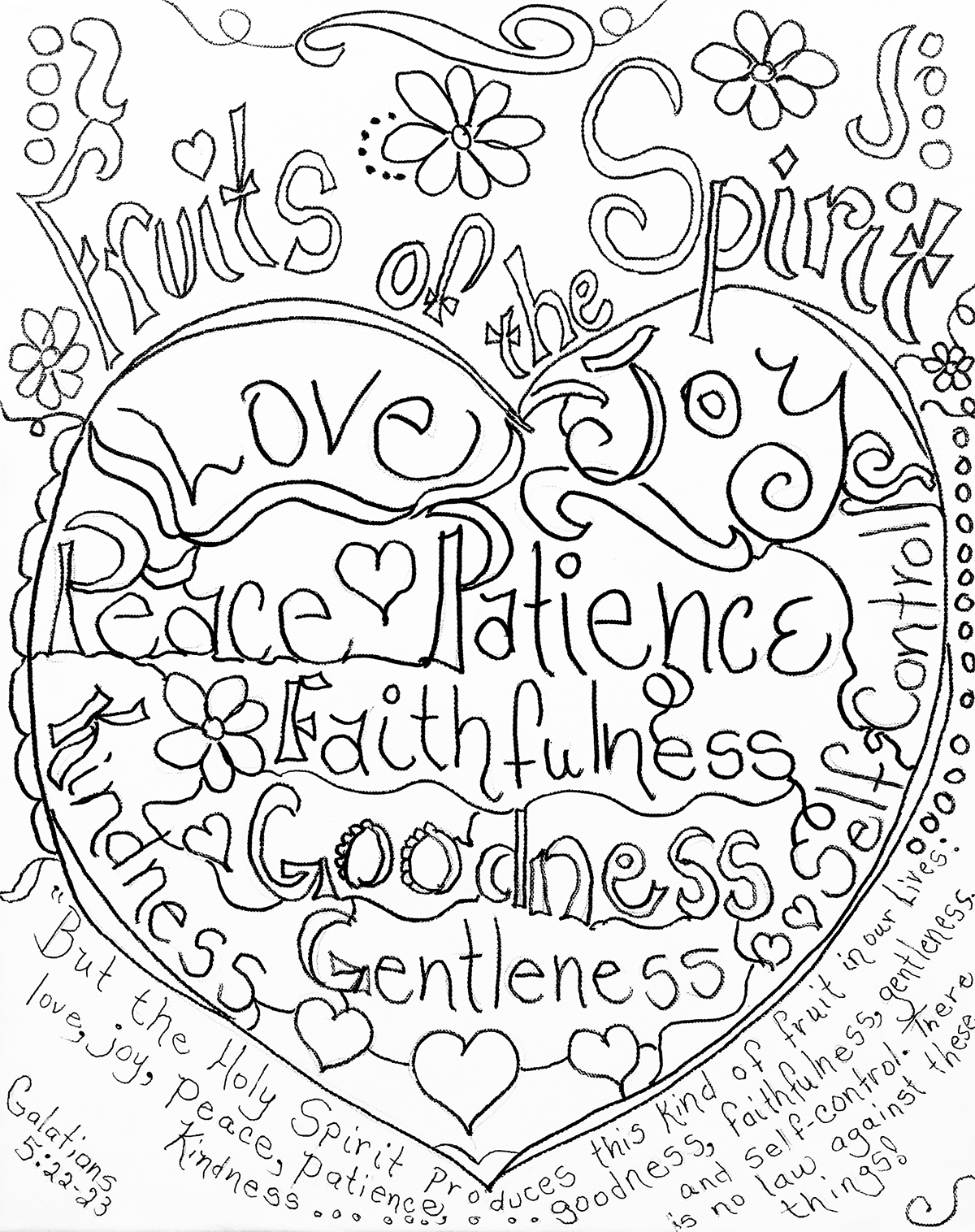 Fruits of the Spirit coloring page by Carolyn Altman. Galatians 5 ...
