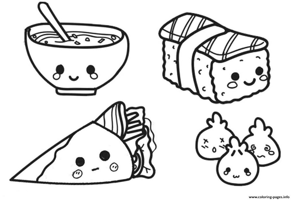 coloring page  kawaii chinese food coloring pages printable