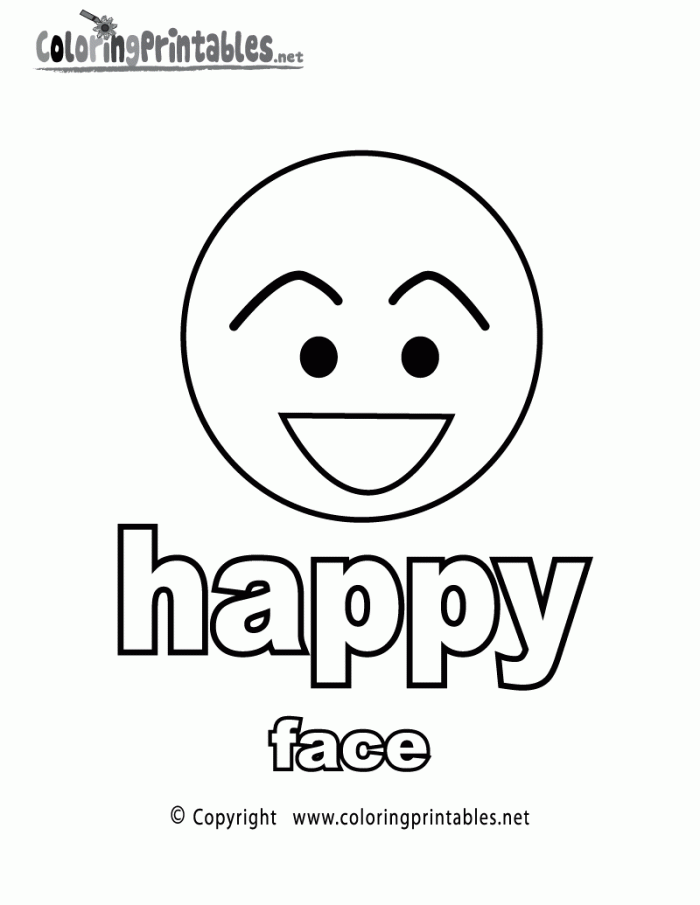 Happy Face Coloring Page For Kids