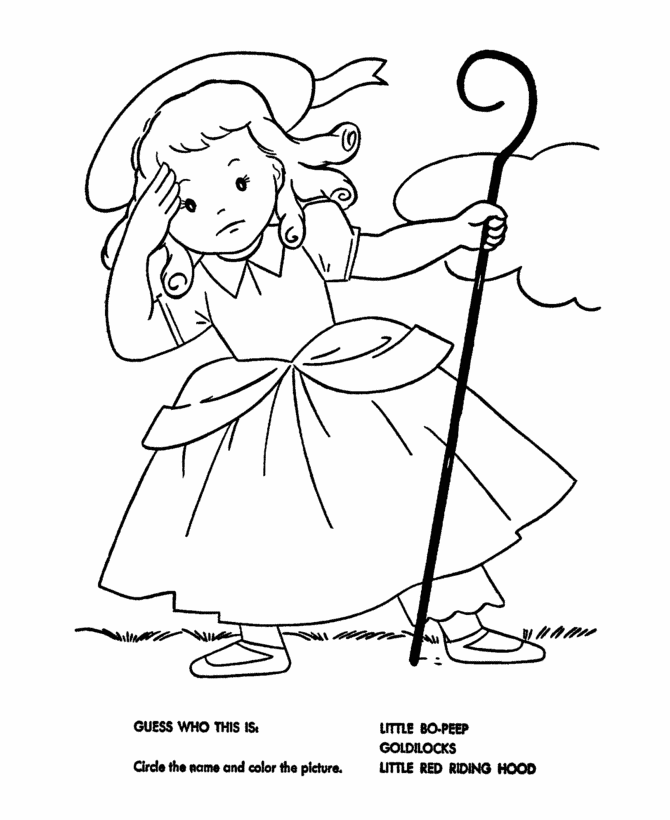 BlueBonkers: Nursery Rhymes Quiz Coloring Page Sheets - Little Bo 