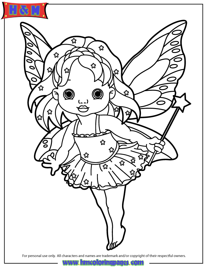 Tooth Fairy Girl Holding Star Wand Coloring Page | Free Printable 