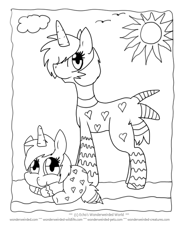 Unicorn Cartoon Coloring Pages, Echo's Free Unicorn Coloring 