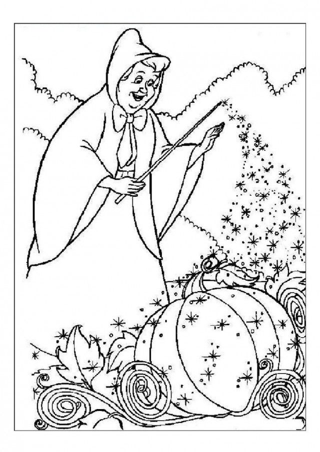 Coloring Pages Of Fairy Godmother Making Cinderella 39 S Vehicle 