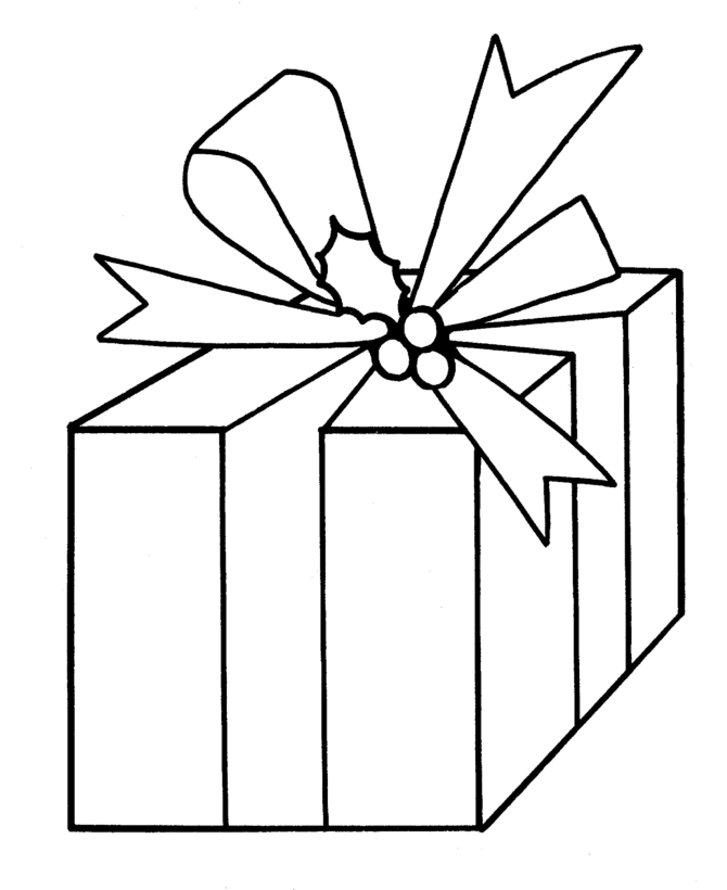 Christmas Presents Coloring Page Big Present With A Bow