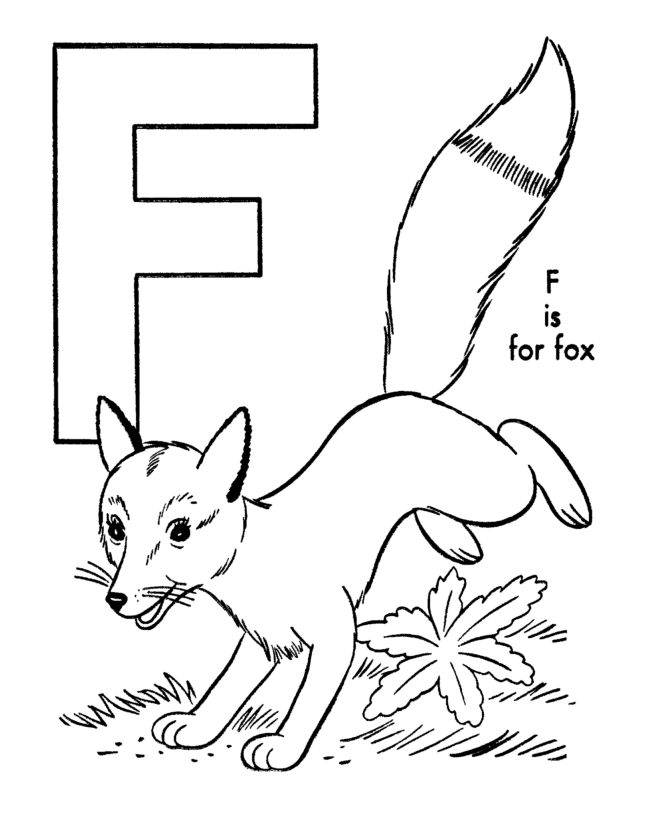 ABC Alphabet Coloring Sheets - ABC Fox - Animal coloring page 