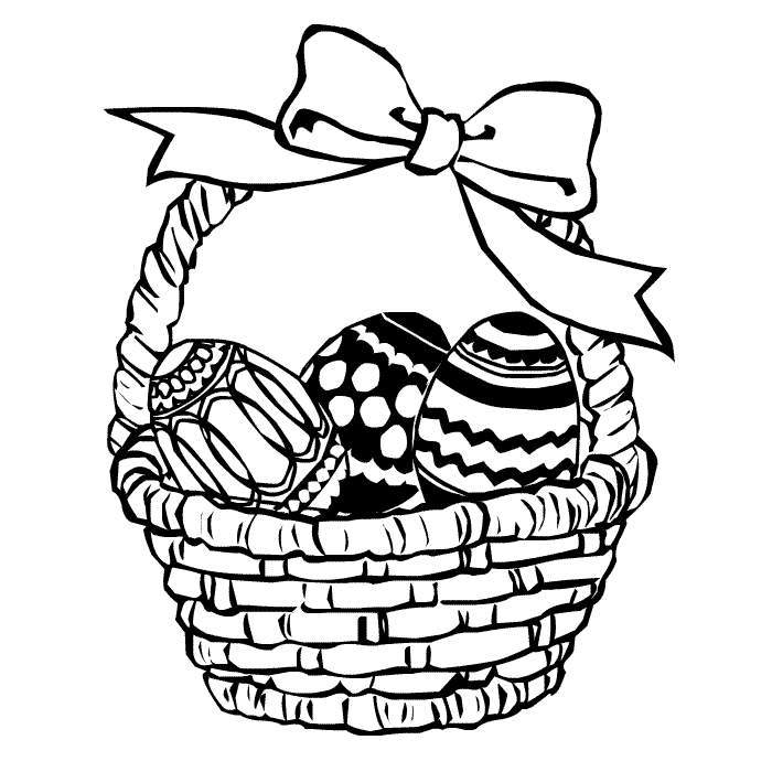 Happy Easter Eggs In Basket Coloring Pages