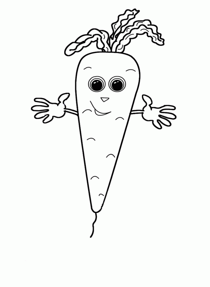 A Carrot Vegetable With Lettuce Coloring Pages - Fruit Coloring 