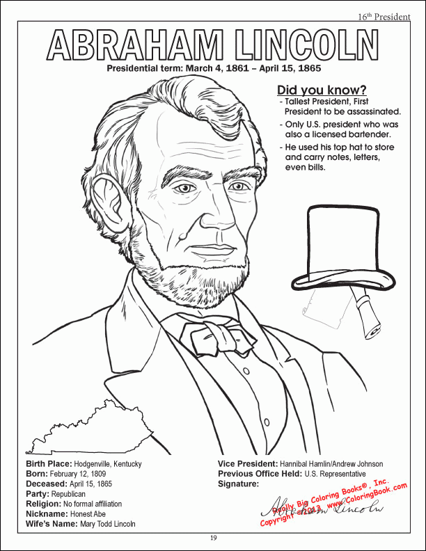 Abraham Lincoln Coloring Book Pages Coloring Pages