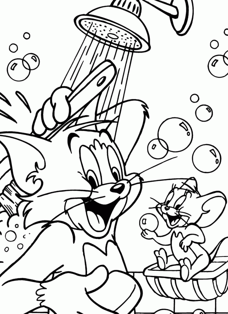 Educational Tom And Jerry Bath Coloring Page Creativity 