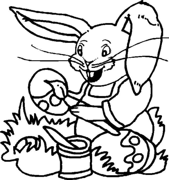 Happy Easter Bunny Painting Easter Egg Coloring Sheets