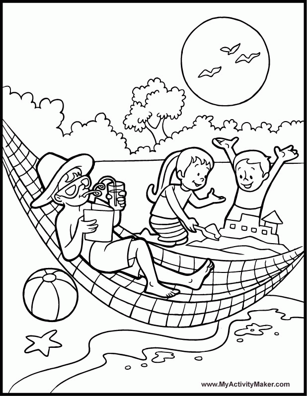 Summer Vacation Coloring Pages - Coloring Home