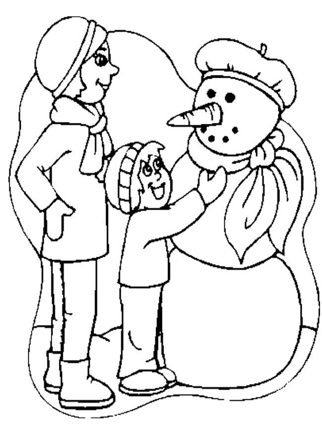 building snowman Colouring Pages