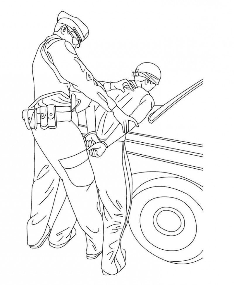 Policeman Capture The Villains Coloring Pages - Kids Colouring Pages