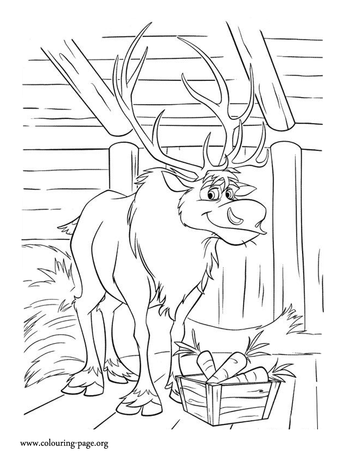 Frozen - Sven loves carrots coloring page
