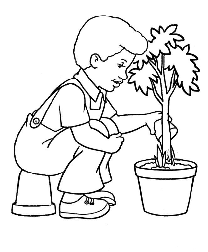 Arbor Day For Plant A Tree Coloring For Kids - Arbor Day Cartoon - Coloring  Home