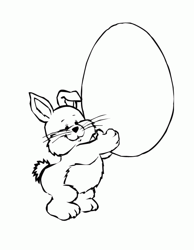 Printable Easter Bunny Holding An Egg coloring page from 