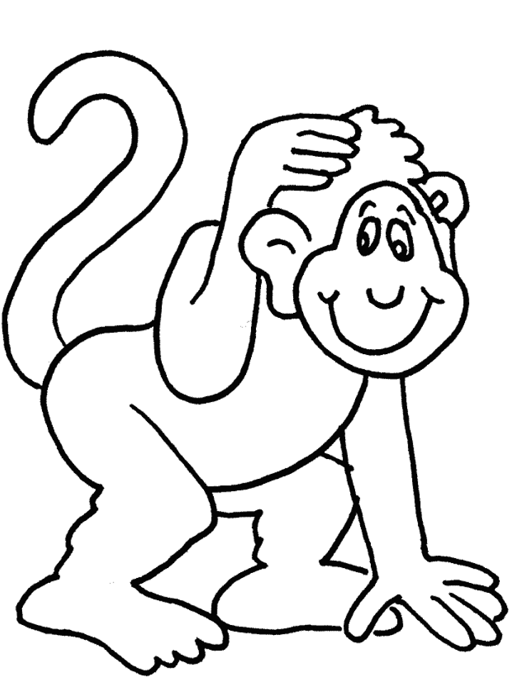 5 cute baby monkeys Colouring Pages (page 3)