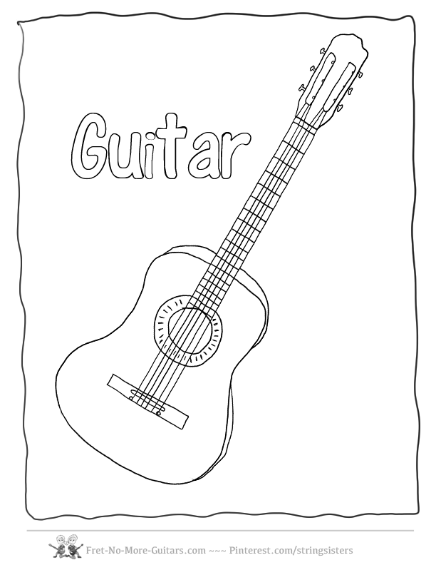 Guitar Coloring Pages Acoustic Guitar,Music Collection of Guitar 