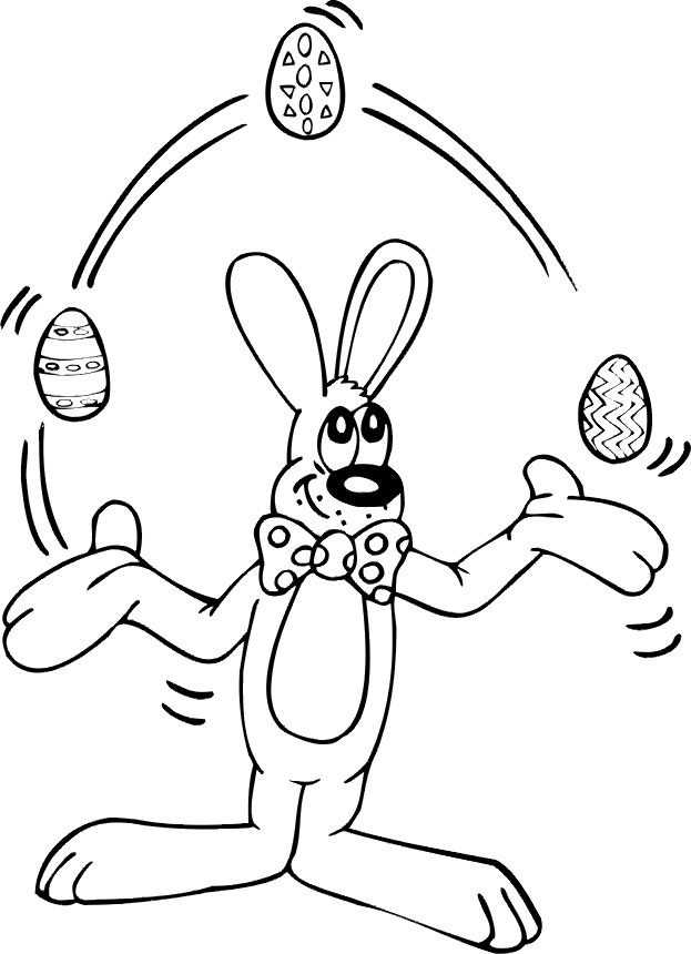 Printable Easter Coloring Page | Easter Bunny Juggling Eggs