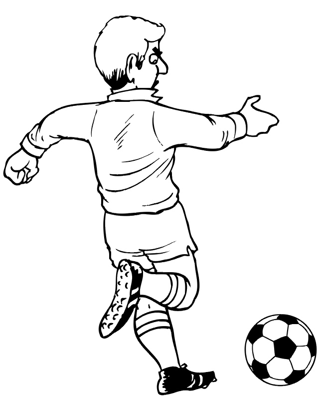 Soccer Coloring Page | Serious Player kicking ball