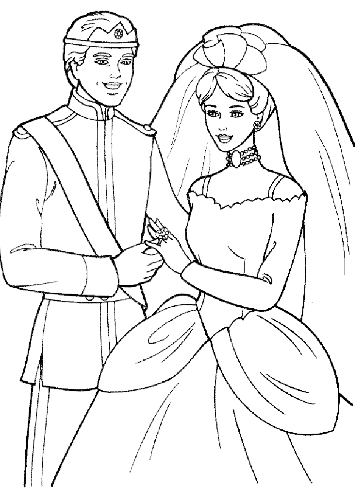 Princess In Her Wedding Dress Coloring Page: Princess In Her 