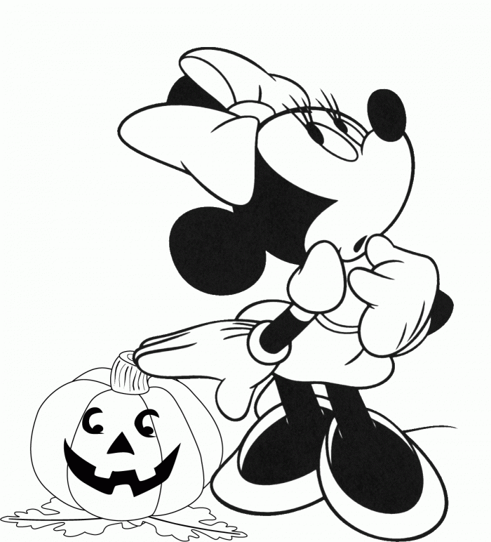 Minnie Saying Happy Halloween Coloring Page | Kids Coloring Page