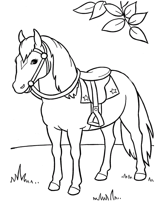 Horse Coloring Pages with Plants for Free : New Coloring Pages