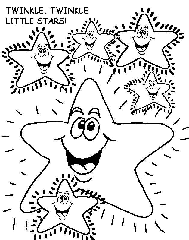 free coloring page of happy joyous twinkling stars at absolute1.