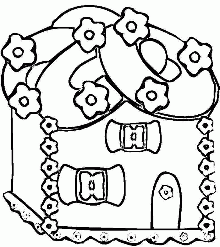 Gingerbread Coloring Pages : Christmas Gingerbread House Coloring 