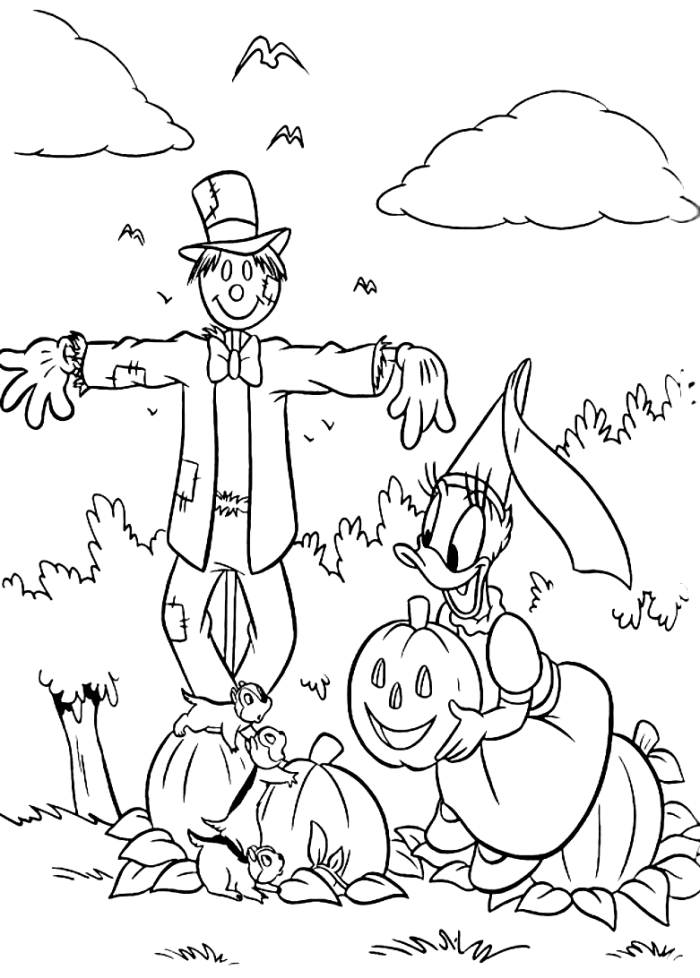 Daisy in Halloween Day Coloring Page - Disney Coloring Pages on 