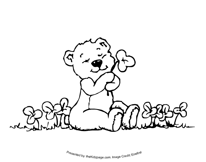 Clover Bear - Free Coloring Pages for Kids - Printable Colouring 