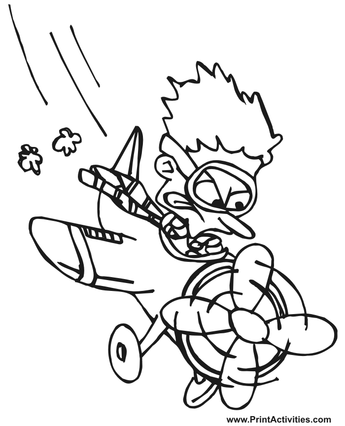 Airplane Coloring Page | Prop plane moving fast