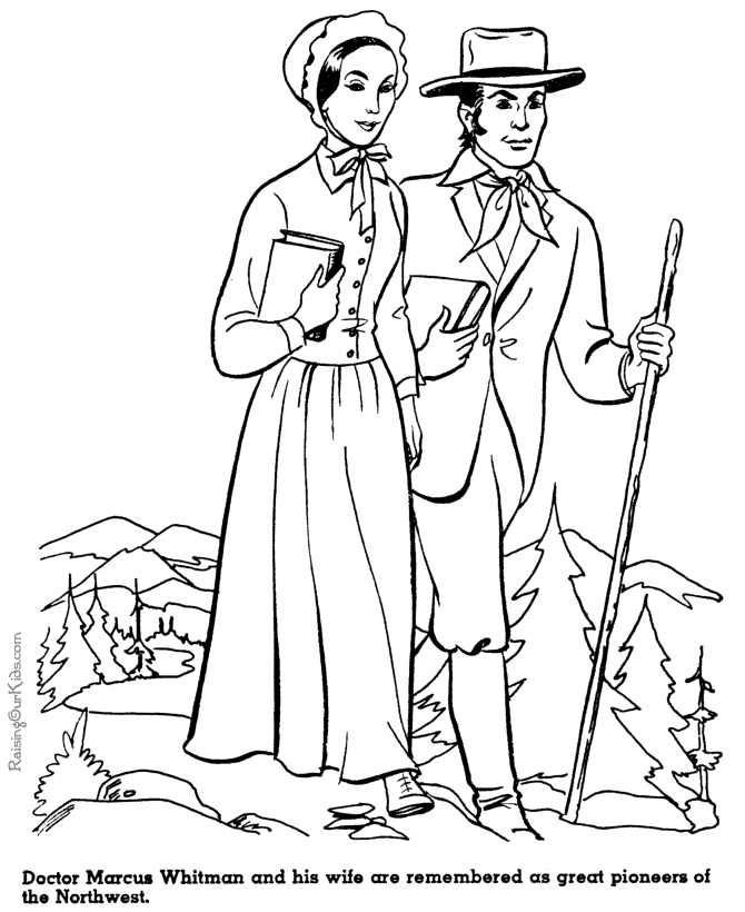 Marcus Whitman American history people coloring pages 042