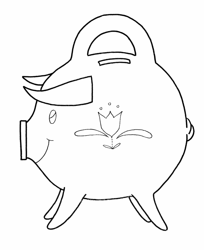 Learning Years: Piggy Bank Coloring Page - Simple Shape