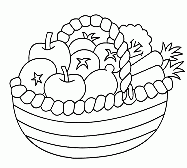 fruits in a basket Colouring Pages