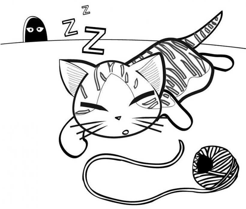 Beautiful Sleeping Cat Coloring Page Source Idea | ViolasGallery.com